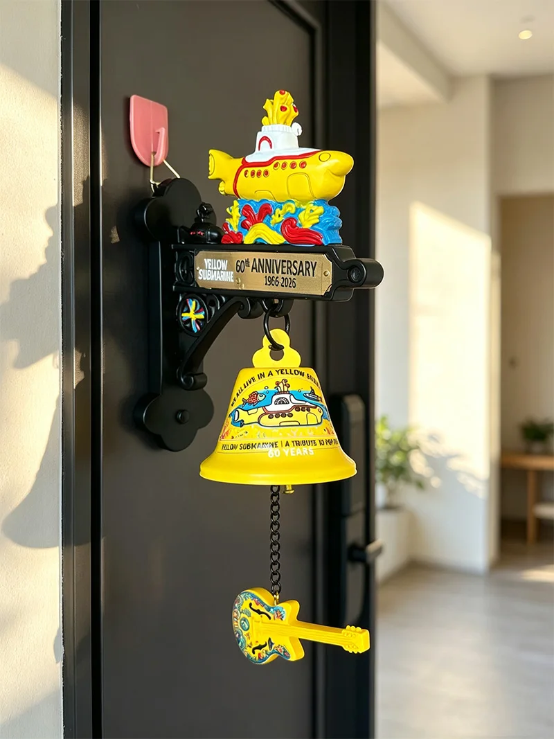 The Beatles Yellow Submarine 60th Anniversary Mechanical Doorbell Hand Painted Rock Culture Wall Hanging Decor Door Chime Gift