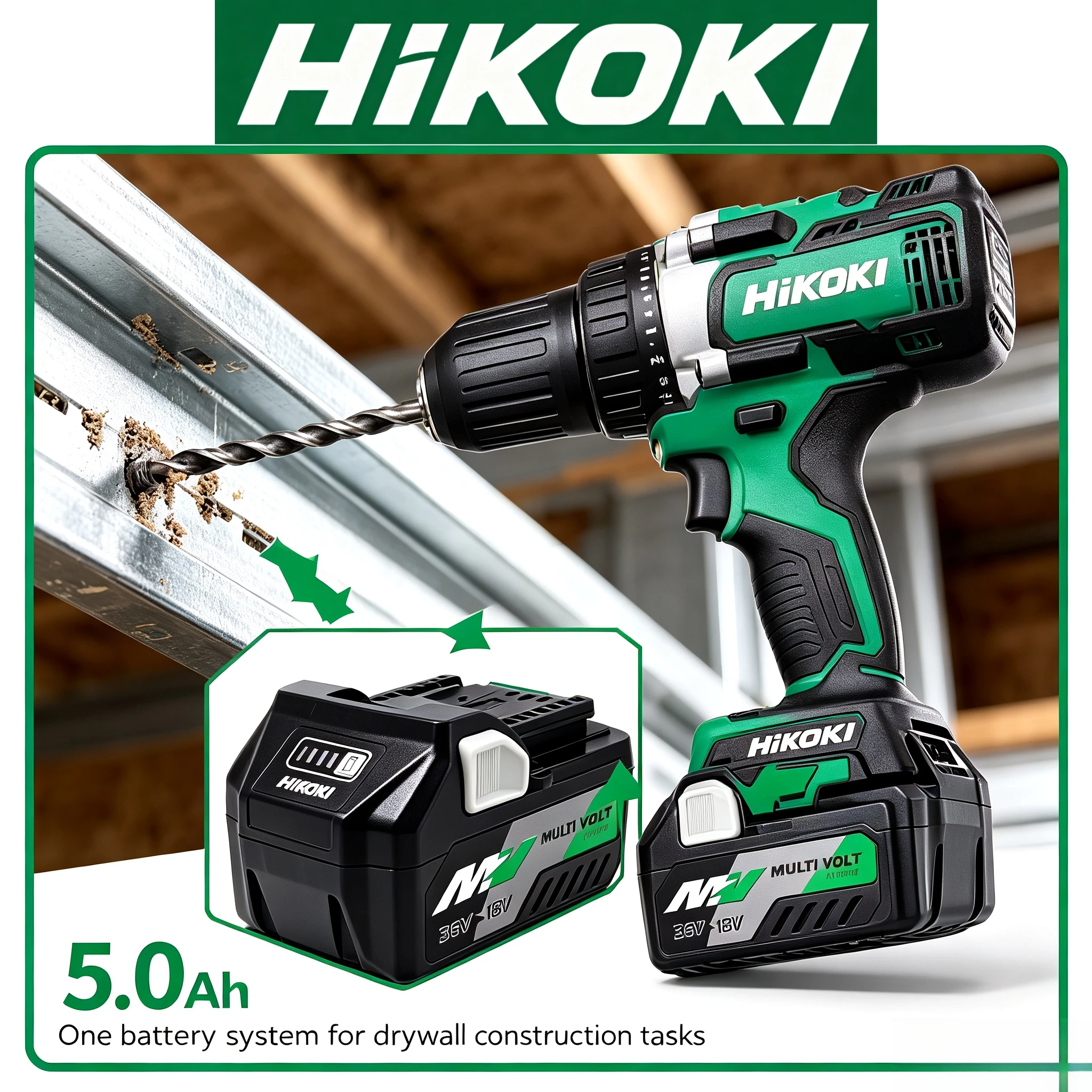 18V High‑Output HiKOKI Li‑ion Battery 5.0Ah 8.0Ah for DS18DG Brushless Drill Cordless Power Tool Replacement Lithium Long Cycle