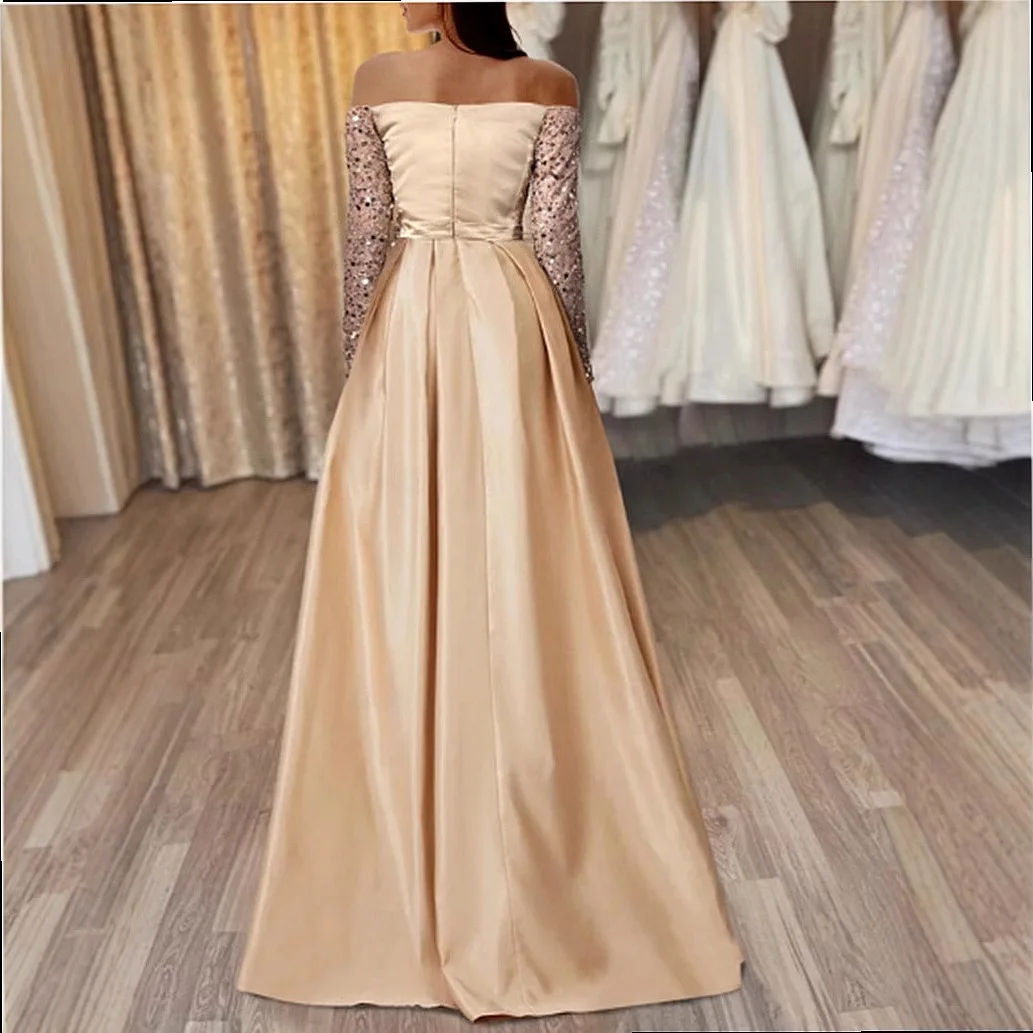 Women's Sequin Evening Dress Long Sleeve Party Gown Sparkly Mermaid Formal Dresses Jumpsuit Playsuit Matching Set