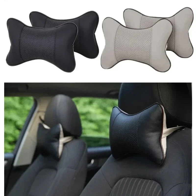 1Pc PU Knitted Car Pillows Headrest Neck Rest Cushion Support Seat Accessories Auto Safety Pillow Universal Decor