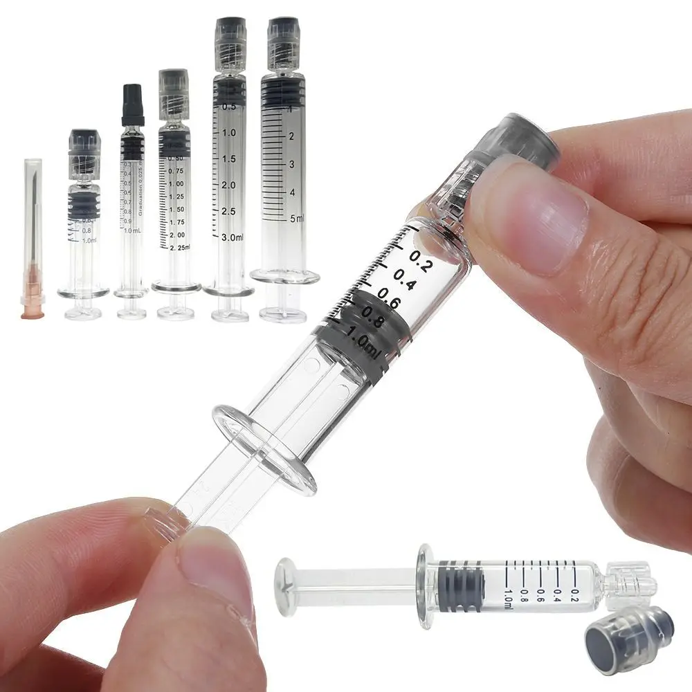 Glass Luer Lock Syringe Portable Reusable Liquid Dispenser For Refill Cosmetic Liquid Heat-resistant Industrial Dispensing Tools