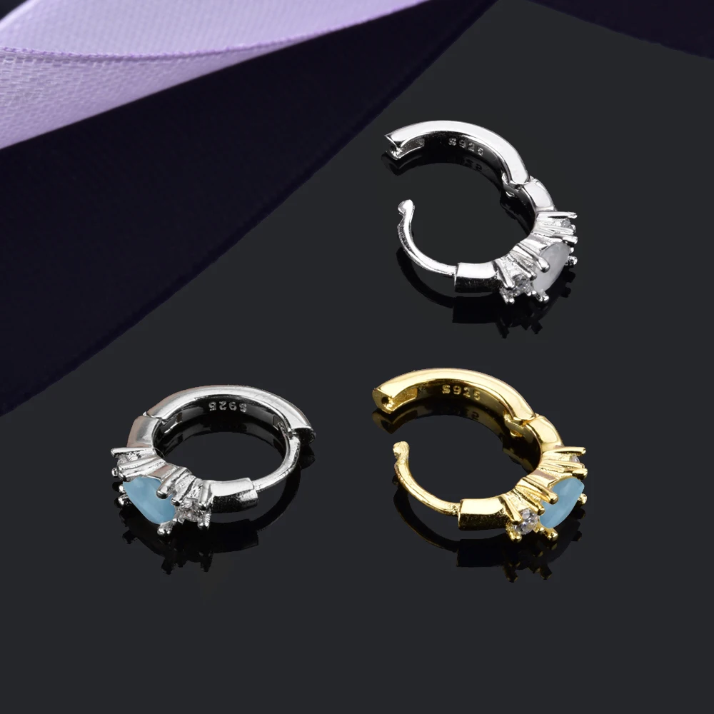 LOZOYA Dual-Color 925 Silver Earrings - Sparkling Teardrop Gem with Surrounding Diamonds, Daily Luxury Gift