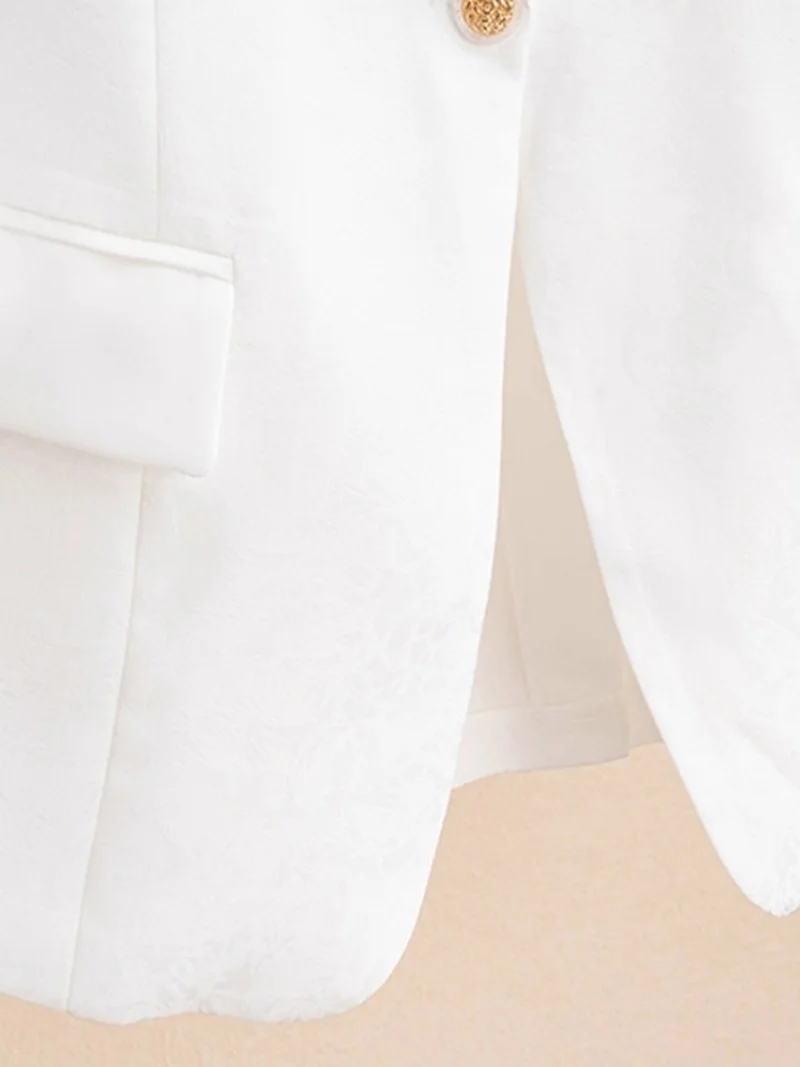 Jacquard Thin Style Blazer Jacket For Women Spring Summer 2025 Elegant Three Quarter Sleeves Short Slim Fit Trendy Suit Top W267