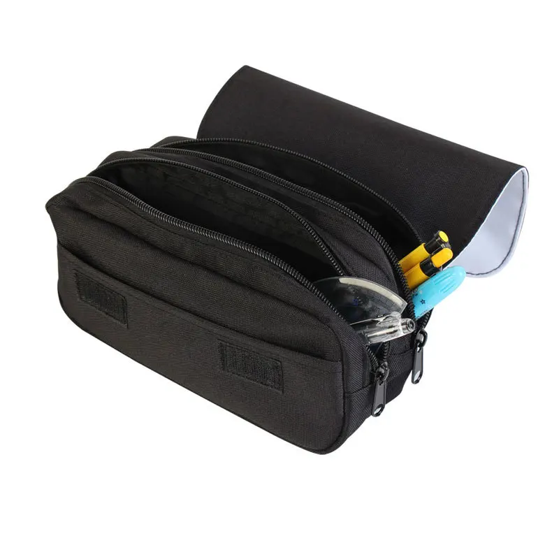 1Pc sublimazione Blanks astuccio nero promozionale borsa di tela Portable Zipper Student Pen Bags per stampa a trasferimento termico foto