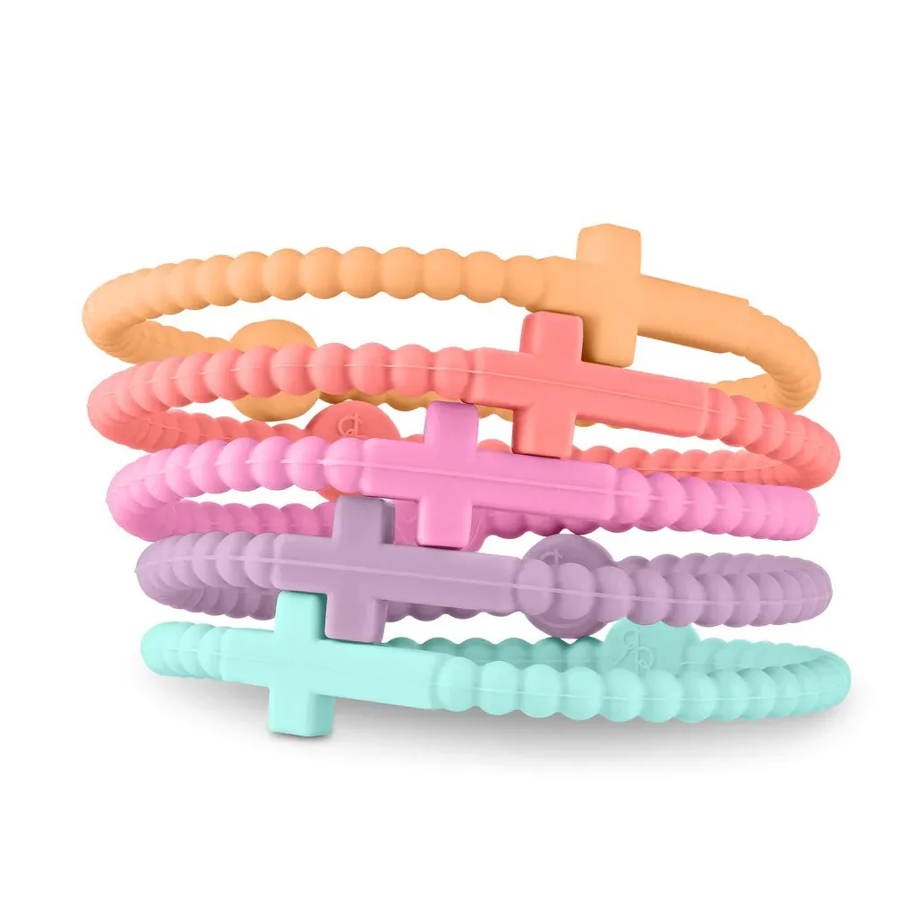 

5Pcs/Set Jesus Silicone Bracelets for Women Men Fashion Simple Macaron Color Cross Wristband Bracelet Friendship Jewelry Gifts