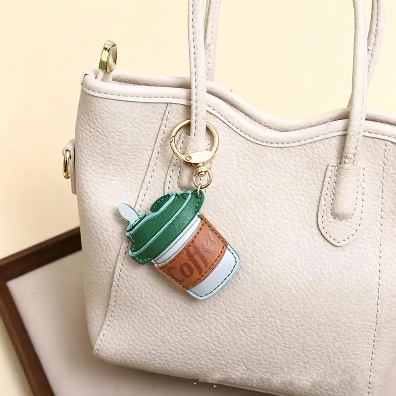 Stylish Candy Leather Coffee Cup Fashion Bag for Creative Hanging Use