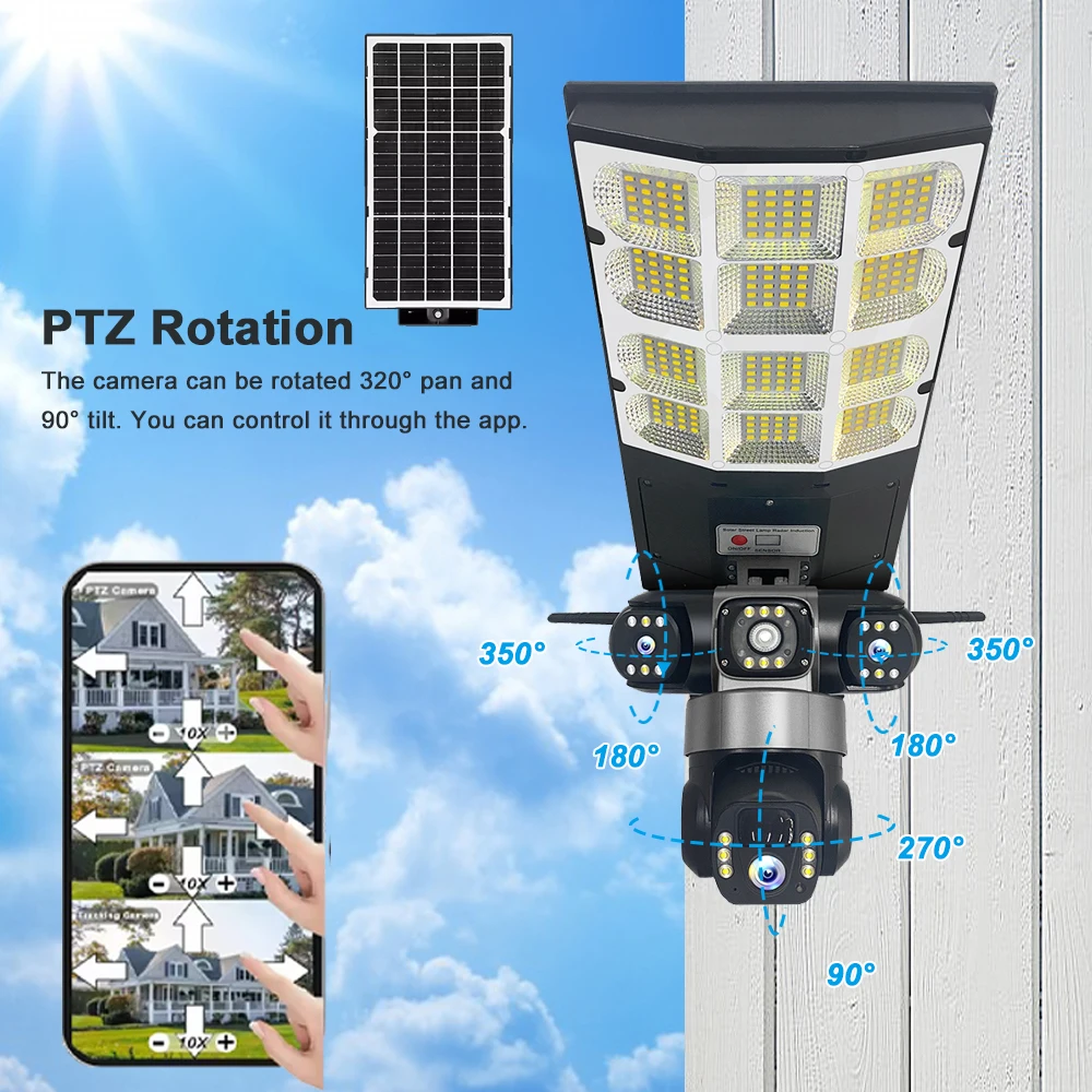 كاميرا شمسية 15 ميجابكسل 4G تكبير 10X عدسة ثلاثية خارجية شاشات ثلاثية CCTV PIR كشف الحركة مراقبة أمنية V380 Pro Kamera