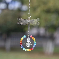 Metal Dragonfly Crystal Suncatcher Garden Wind Chimes Hanging Sun Catchers Home Decor Window Car Ornaments