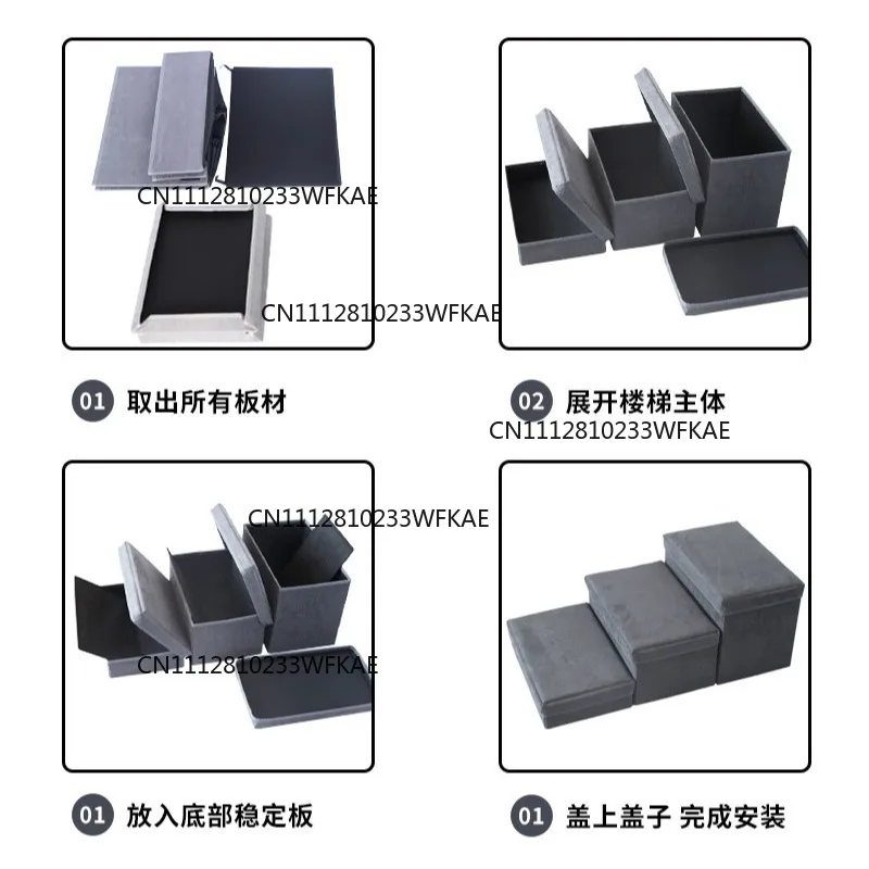 Popular pet products foldable storage stairs three steps suede dog ladder