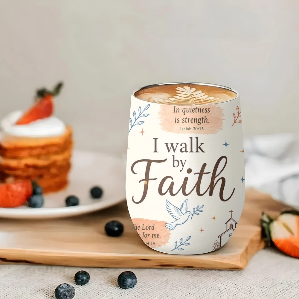Biblical Faith Affirmations Vacuum Flasks 12oz Eggshell Cup With Lid Portable Coffee Cups Travel Household Office Drinking Mug