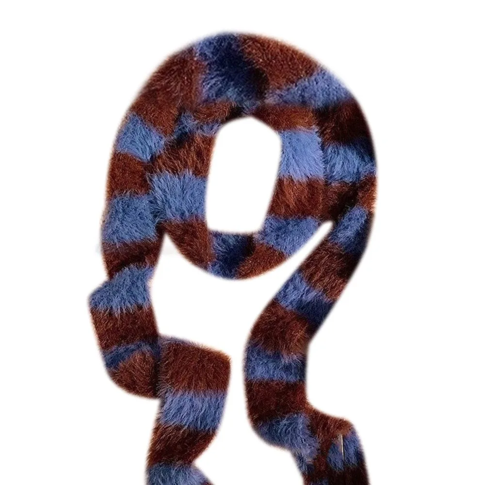 

Fashion Colorful Striped Scarf Thin Skinny Belt Knitted Scarf Warm Long Skinny Scarf Women
