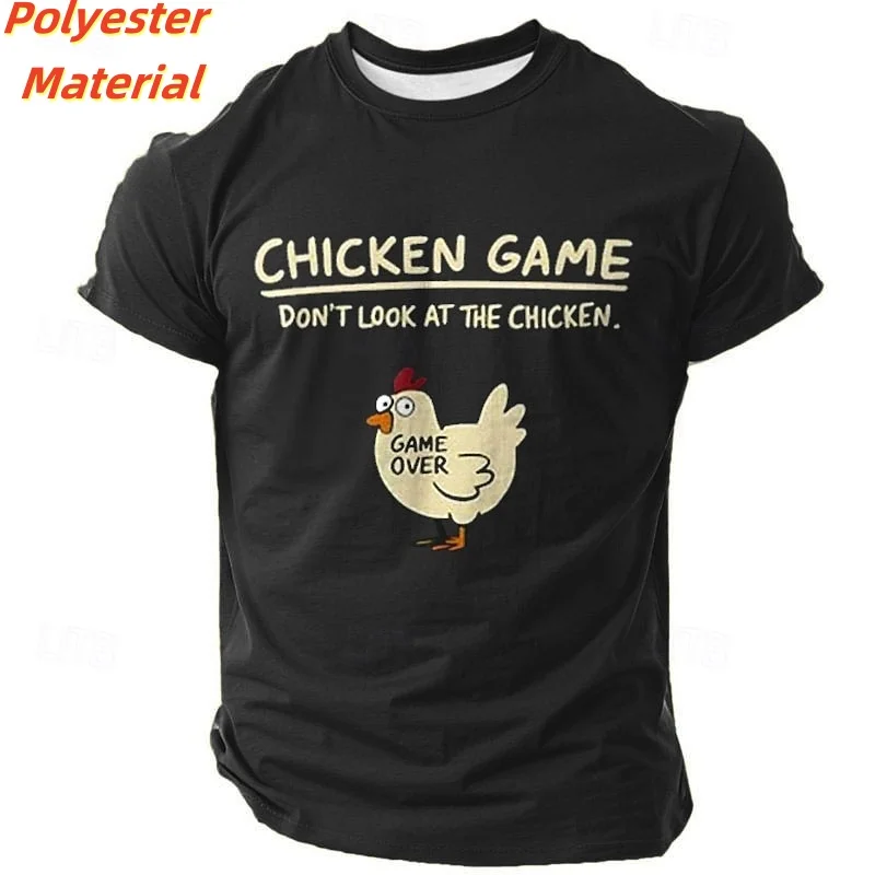 3D Printed Game Chicken T Shirt For Men Fun Colorful Pattern T-Shirts Summer Round Neck Kids Short Sleeve Tees Fashion Tops