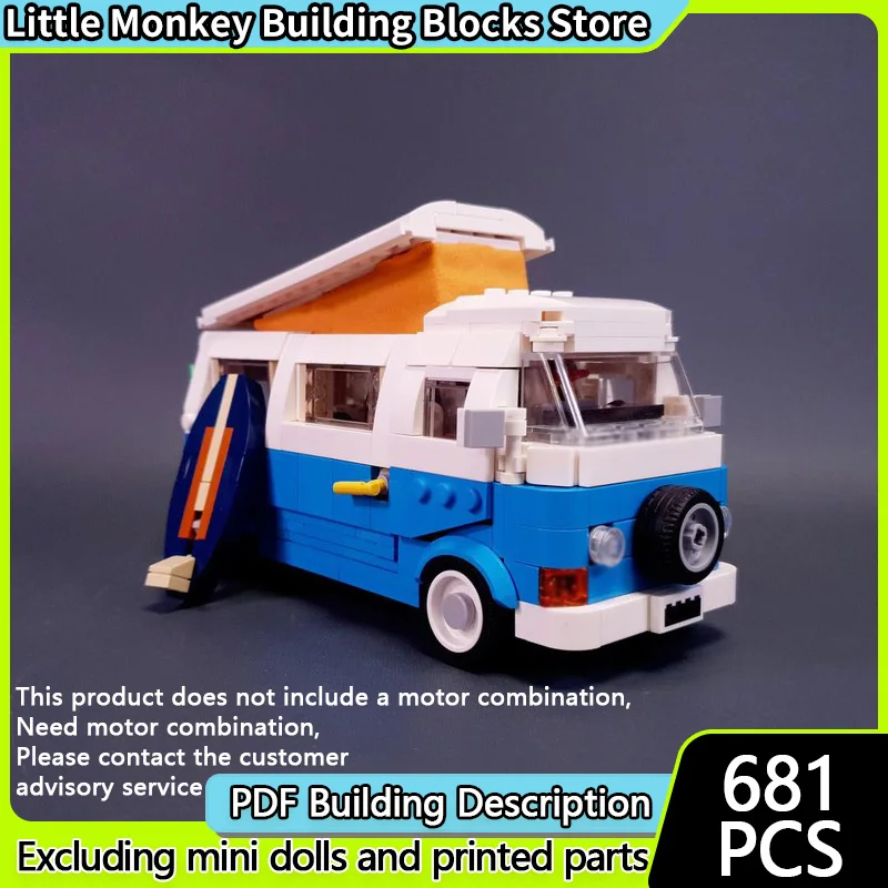 

City Car Model MOC Building Bricks Multi-Functional Camper Van Modular Technology Children Holiday Gifts Assemble Toys Suit