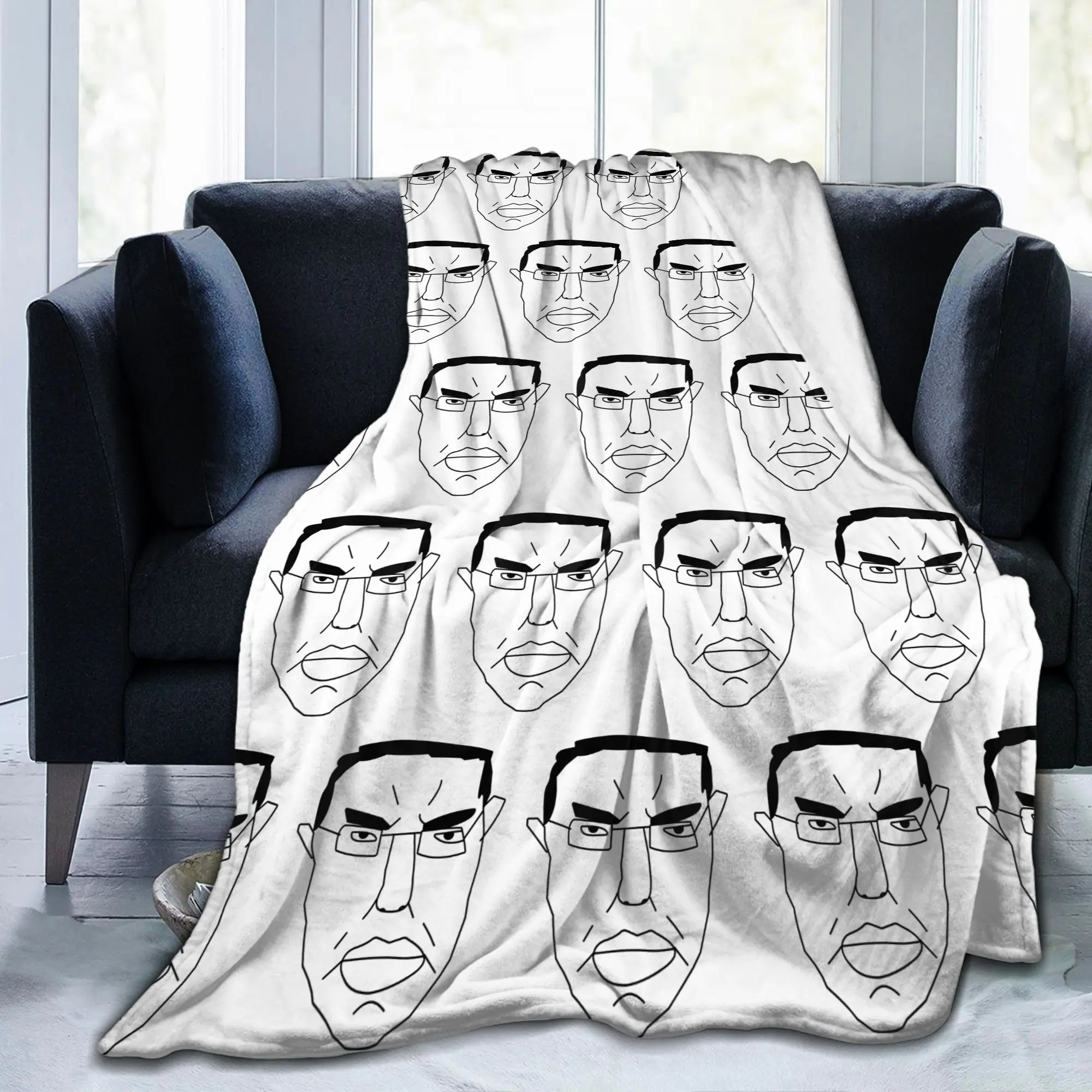 Chudjak Chud Meme Angry Cartoon Blanket Flannel Printed Funny Breathable Thin Throw Blankets for Bedspread