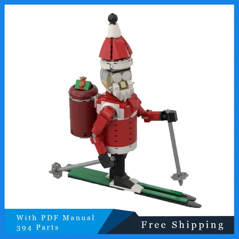 394 ELEMENTY Święty Mikołaj na nartach Brickheadz Modułowy Kreatywny Model z Klocków Festiwalowy Zestaw do Samodzielnego Montażu Puzzle dla Dzieci Prezent Świąteczny