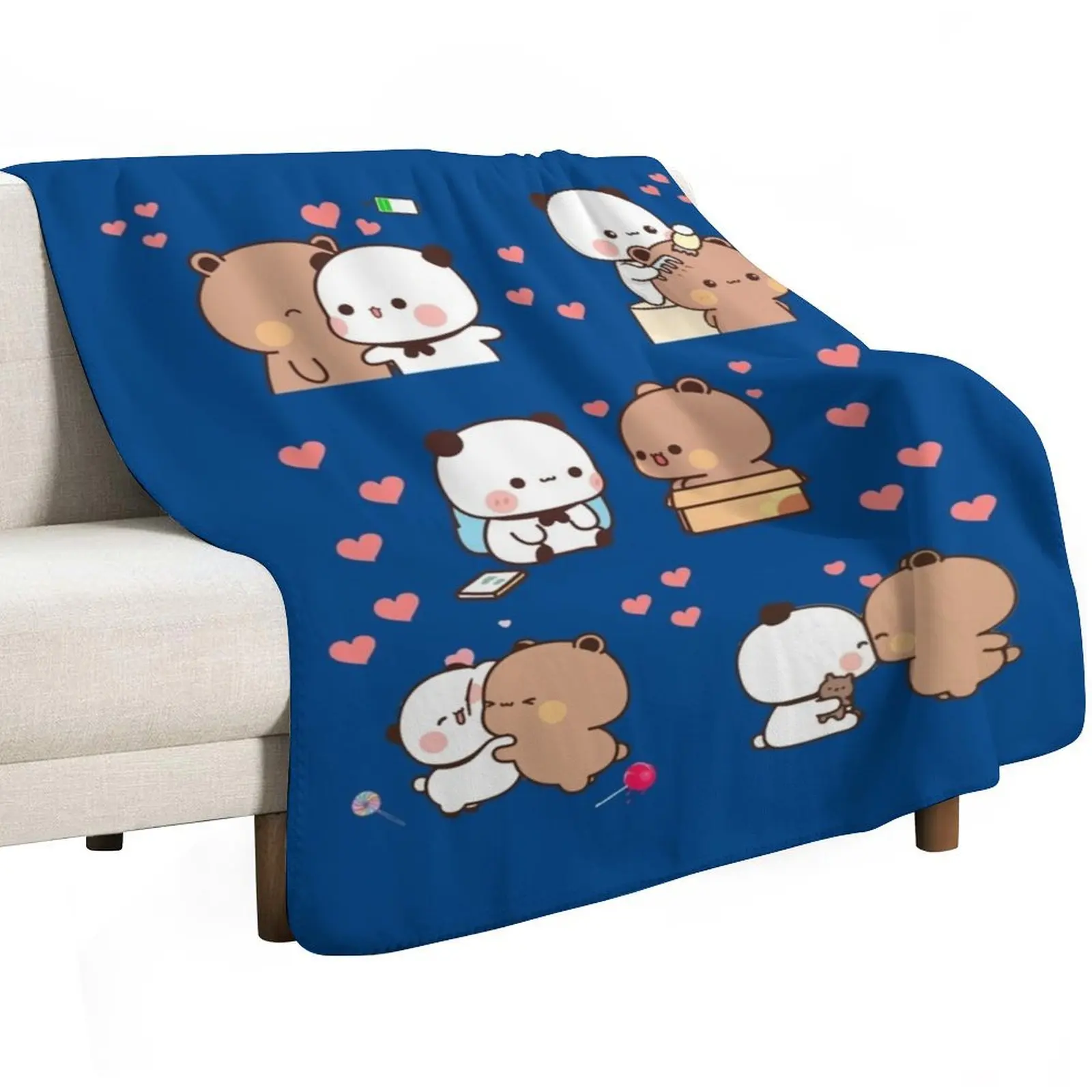 Bear and Panda Bubu Dudu Balloon Throw Blanket Year Round Soft Comfortable Blanket for Home