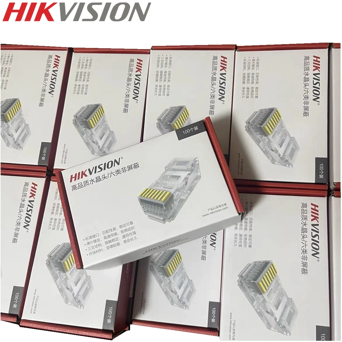 HIKVISION Original UTP CAT6 RJ45 Connector DS-1M6UA Crystal 100 Pieces/Box For IP Cameras Network RJ45 Wholesale