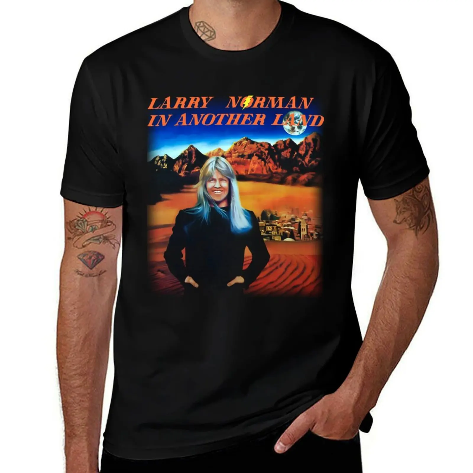 Larry Norman - In Another Land (On Black) T-Shirt man clothes shirts graphic graphic shirts t shirt men