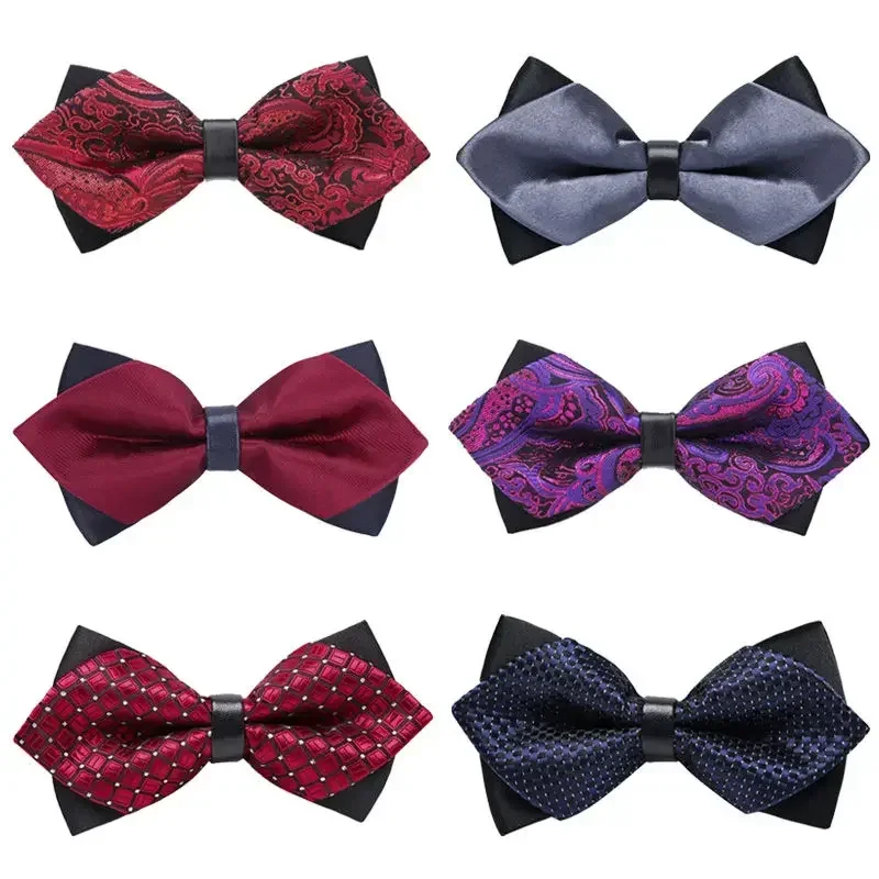 Men's best man and groom black wine red tie suit shirt men's wedding bow female Korean version bow tie