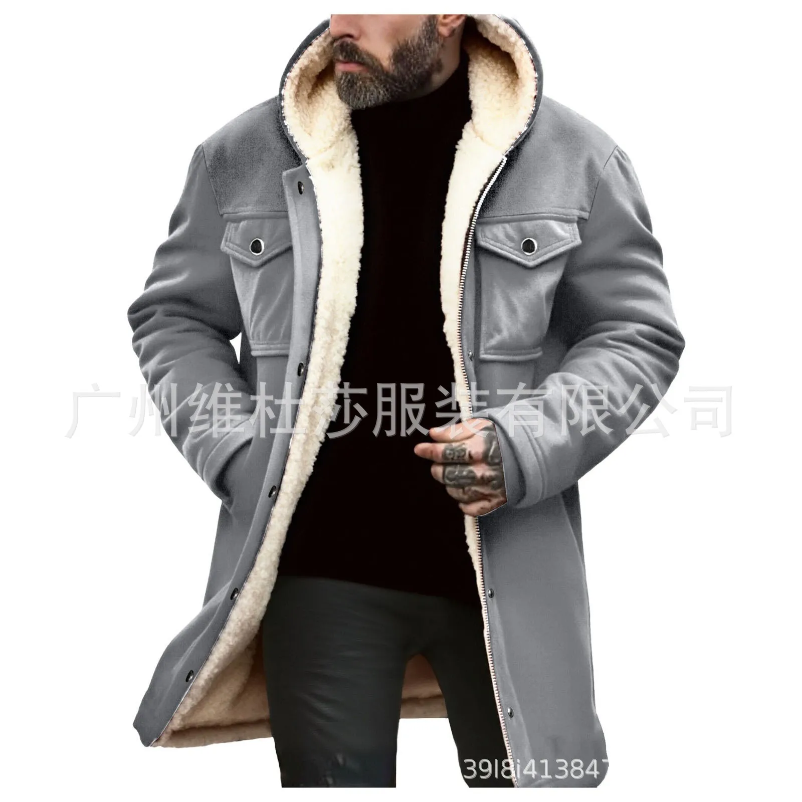 Multiple Pockets Zipper Belt Commuter with Wrinkle Resistant Finish Winter Autumn Zipper Jacket Pocket Thickened Men Jacket
