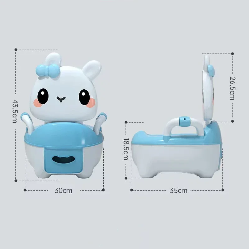 Portable Kids Toilet Seat Baby Bowl Toilet Potty Training Seat with Backrest and Anti-slip Cartoon Toddlers Potty Commode Chair