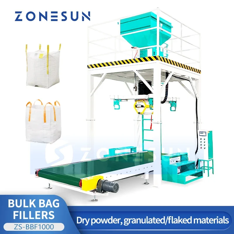 Zonesun Powder Particle Bagging Machine System Tons Bag Filling Equipment Bulk Bag Filler Jumbo Bag Packing MachineZS-BBF1000