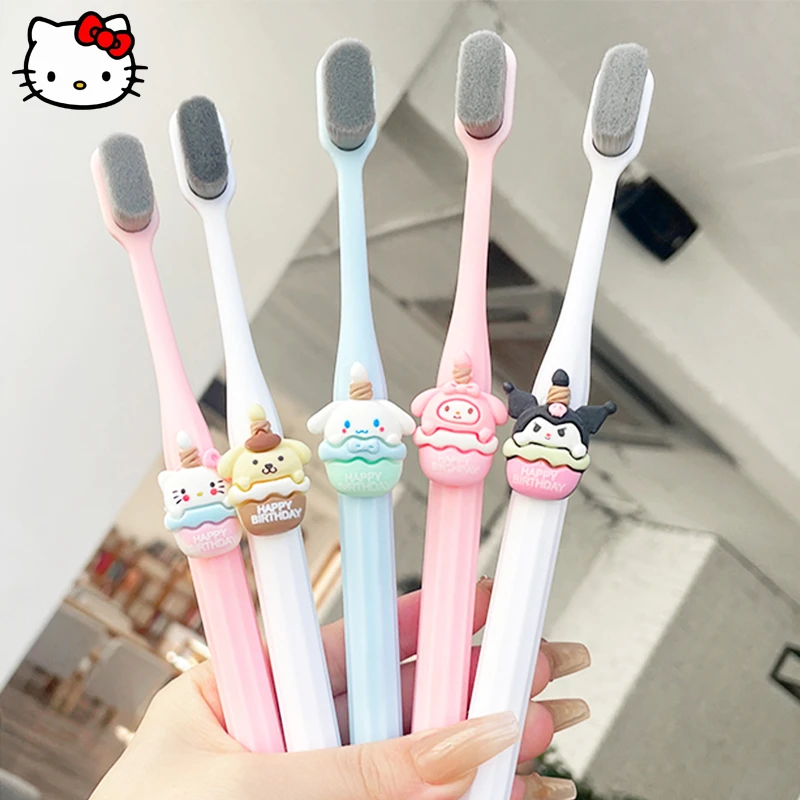 Sanrio MyMelody Cinnamoroll Travel Portable Toothbrush Kawaii Anime Home Soft Hair Portable Fiber Oral Care Cleaning Toothbrush