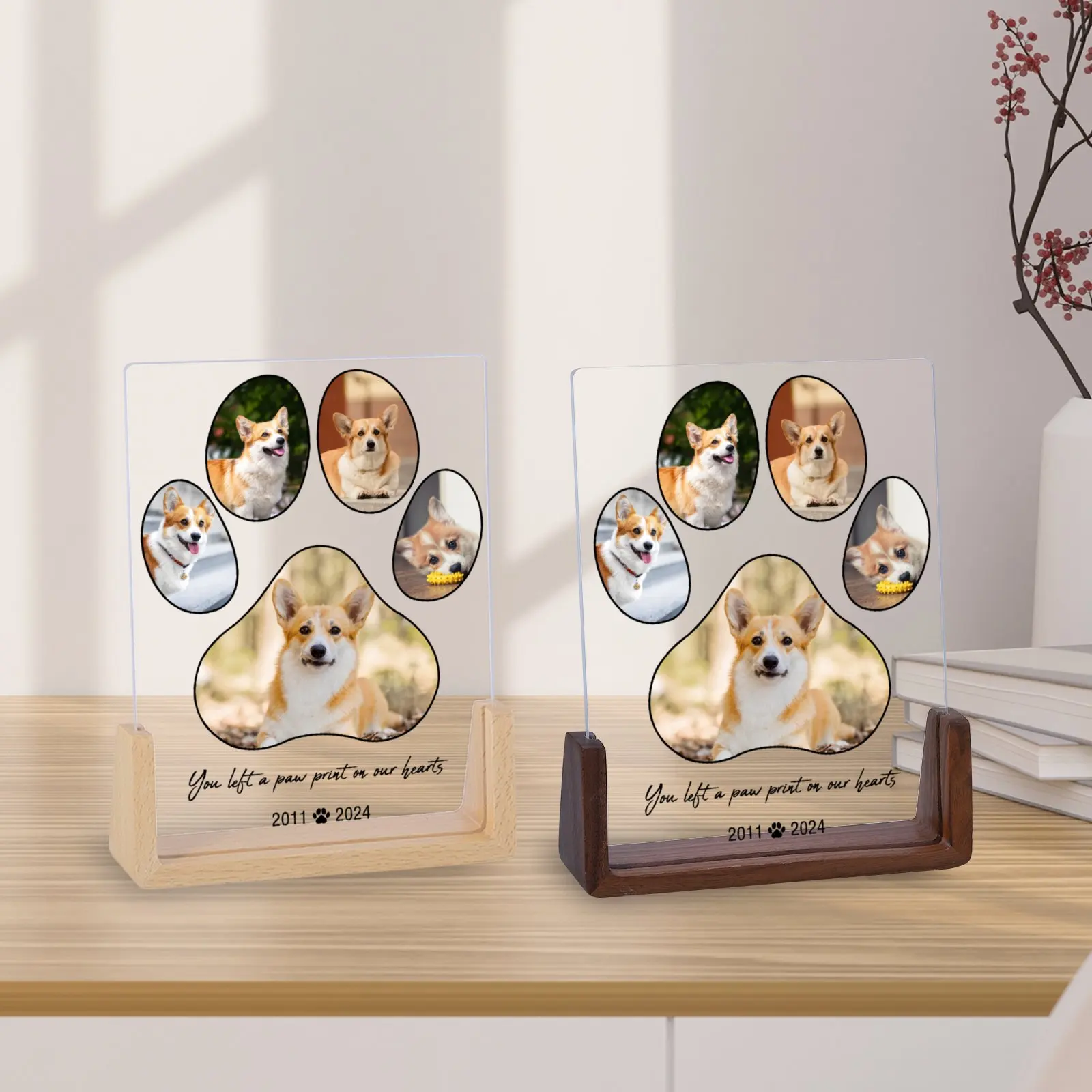 Custom Pet Photo Acrylic Plaque Cat Dog Loss Memorial Gift Desktop Display Picture Frames for Pet Owner Dog Dad Bereavement Gift