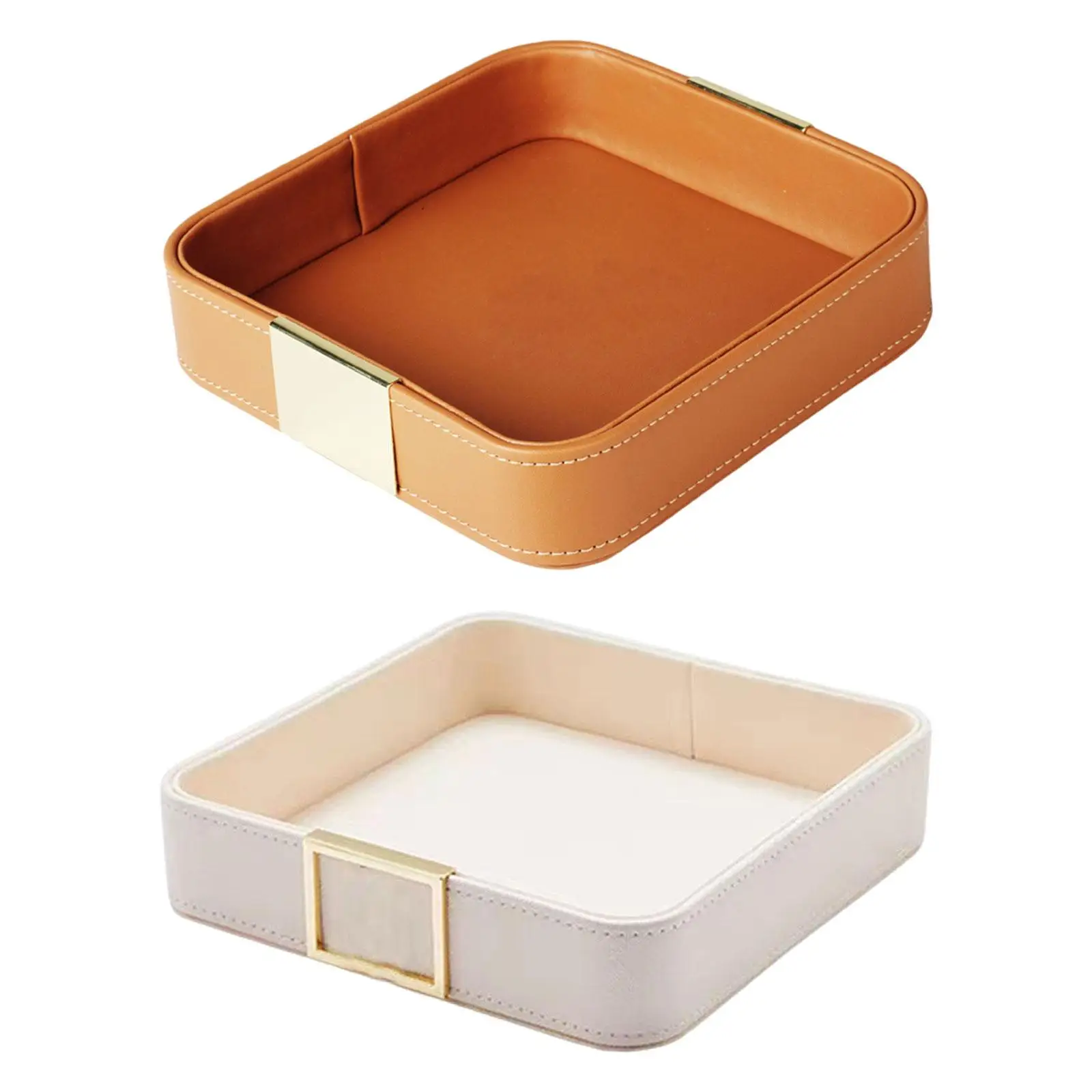 PU Leather Valet Tray Portable Trinket Holder Entryway Catchall Holder Tabletop Leather Tray for Bedroom Jewelry Phones Glass