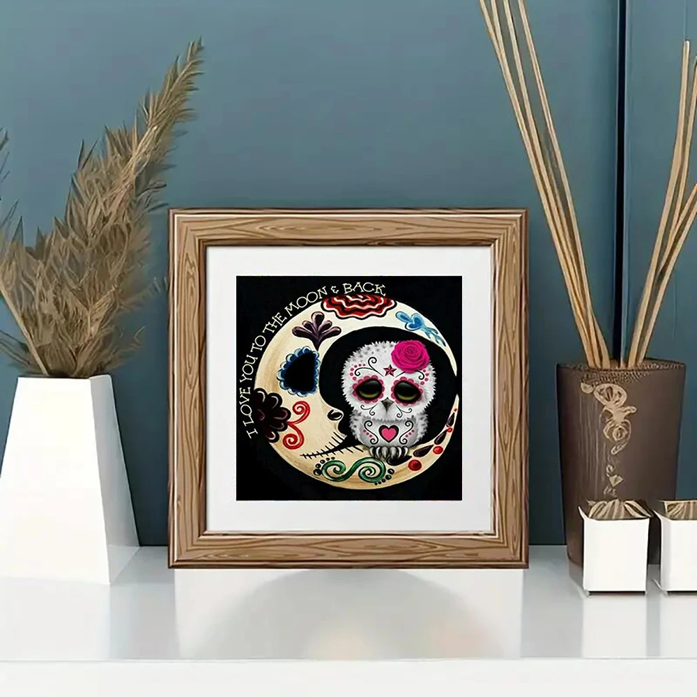 Pintura de diamante artesanal, patrón de búho de dibujos animados, mosaico de diamantes, arte de punto de cruz, ajuste de piedras preciosas, pintura decorativa de regalo