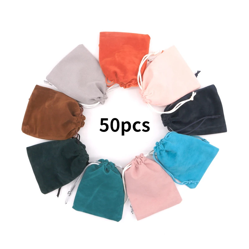 50 Teile/los Samt Tasche Lagerung Taschen Charms Ohrringe Schmuck Verpackung Taschen Hochzeit Dekoration Beutel Geschenk Taschen Stoff Tuch Sack