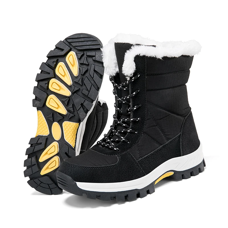 Men's Snow Boots Bootie Cotton Padded Shoes High-top Lace Up Platform Winter Warm Outside Hard-Wearing For Male Casual Leisure