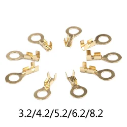 50pcs/lot O-Type 3.2/4.2/5.2/6.2/8.2 Golden CrimpTerminals  Electric Sertir Car Speaker Male Terminal Cold Pressed Plating Lug