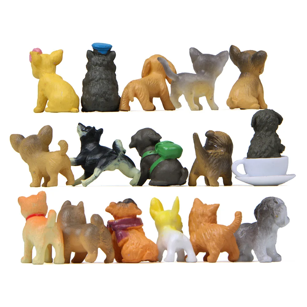 16Pcs/Sets Cartoon Animal Pet Dog Poodle Pug Model Toys Posture Figurines Dolls Mini Figures Car Decoration Collection Kids Gift