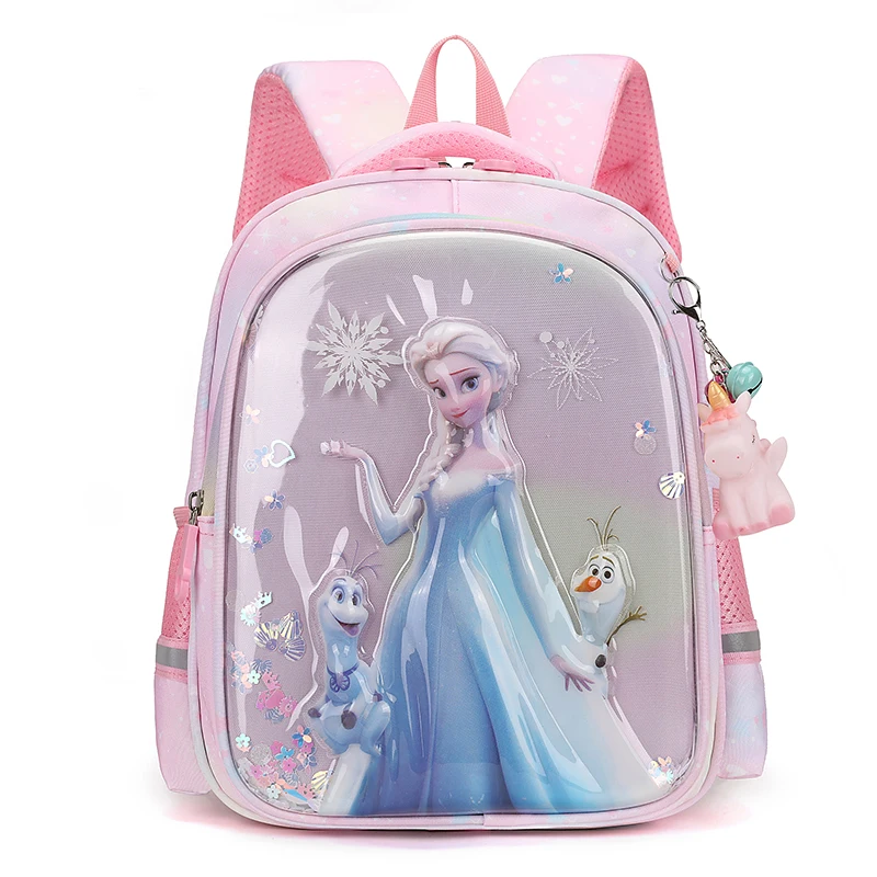 Hot Sale Kindergarten Beautiful Backpack For Girl Elsa Princess 3d Stereoscopic Girl Elsa Mermaid Children'S Bag