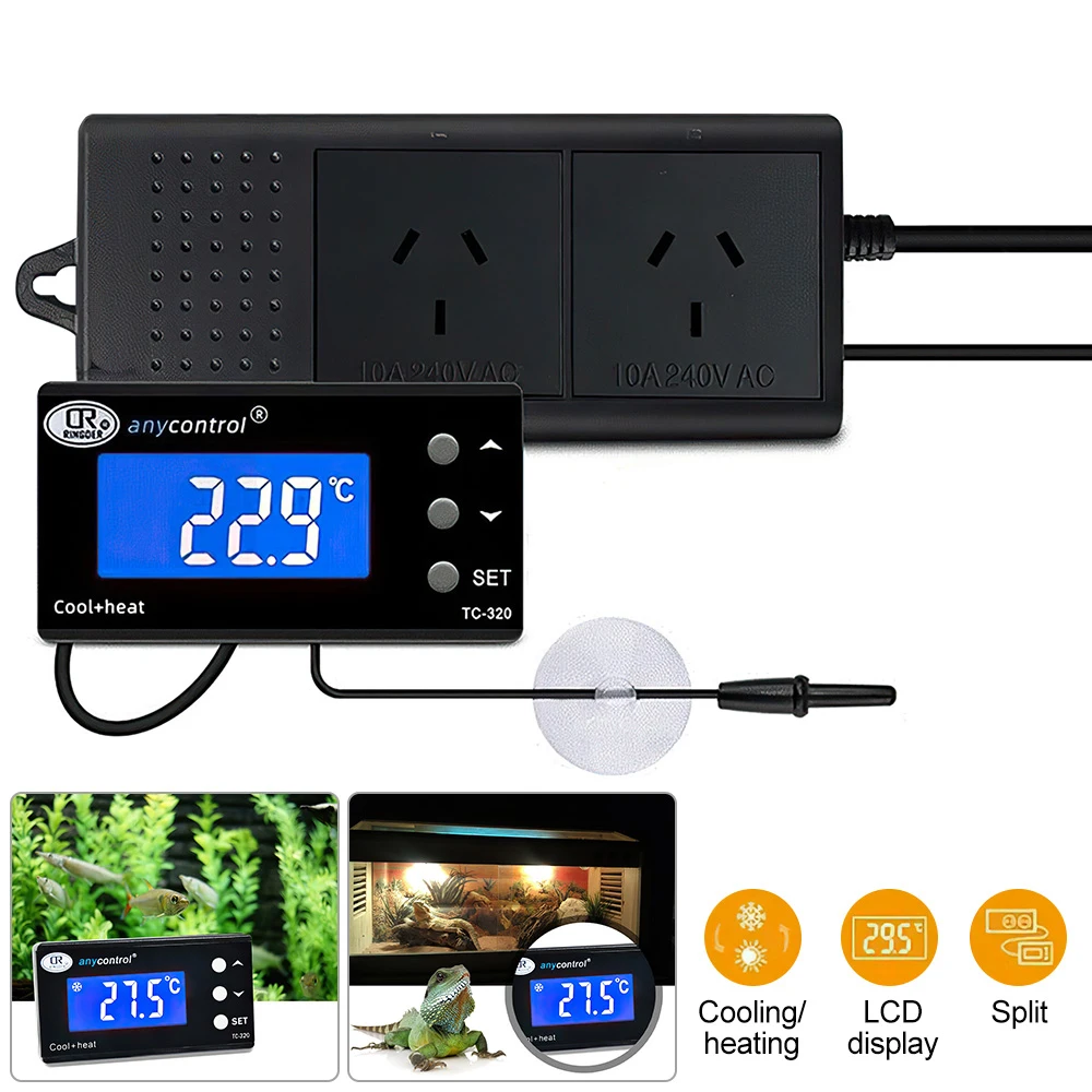 TC-320 Digital Waterproof Temperature Controller Submersible Thermostat Regulator for Aquarium Fish Tank Reptile NTC Sensor