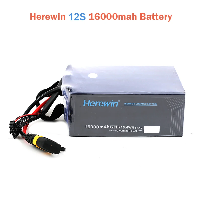 Original Herewin 16000mah 12S/14S 44.4V/51.8V 20C Rechargeable Flying Lithium Battery Pack for RC Model