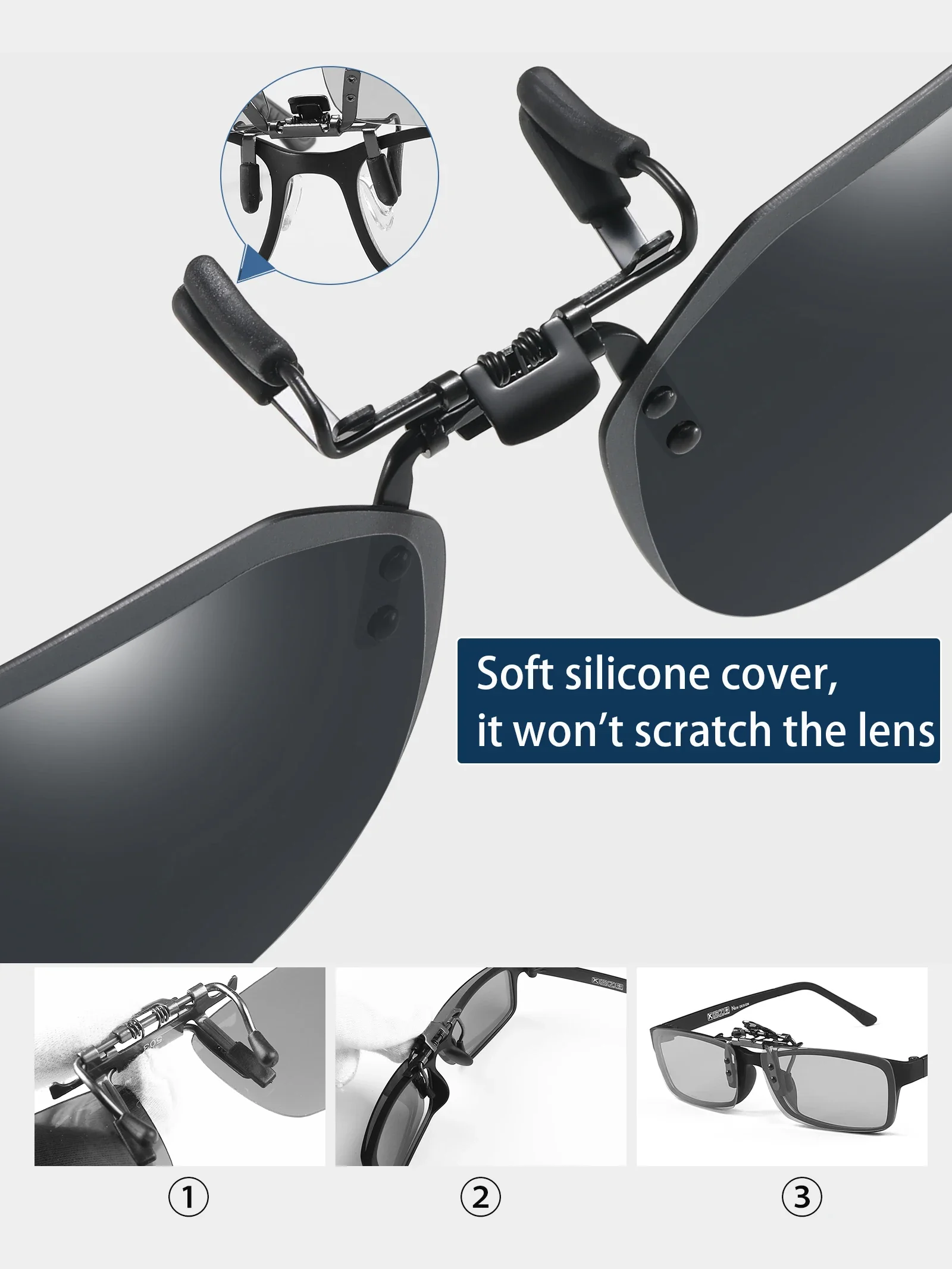 VEITHDIA Polarized Fishing Outdoor Clip-on Flip Up Clip Rimless Sunglasses For Prescription Glasses - TAC Lens With UV400 B11 image 5