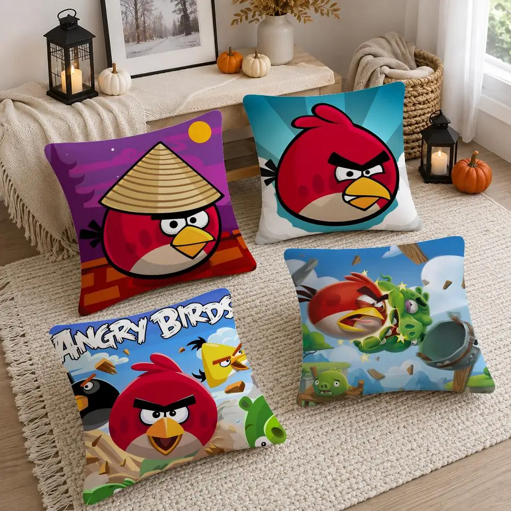 Game Angry Birds Cushion Cover Soft Fluffy Short Plush  Pillow Case Throw Decorative Cushion Covers for Sofa Bedroom Home Decor