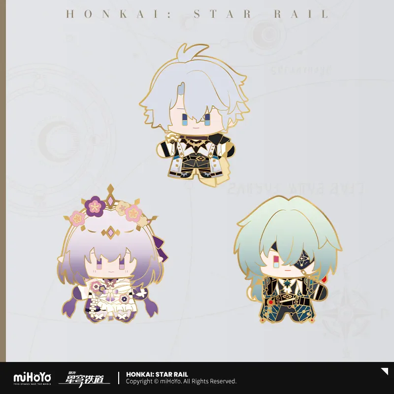 [Genuine] miHoYo Game Honkai Star Rail Q-version Doll Series Metal Badge Castorice Anaxa Phainon Anime Brooch Cosplay Xmas Gifts