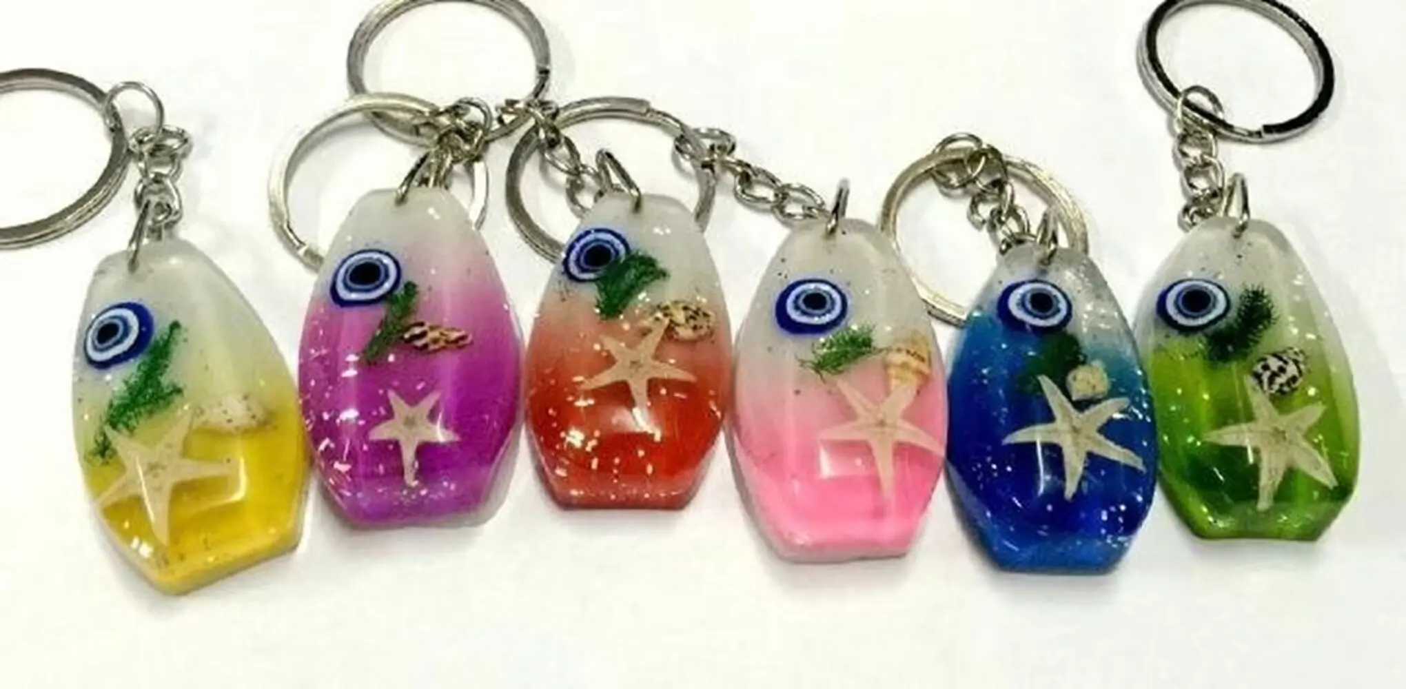 

12 pcs New Beautiful Keychain Starfish Conch Key ring Charming Beach Scenery Jewelry Gift