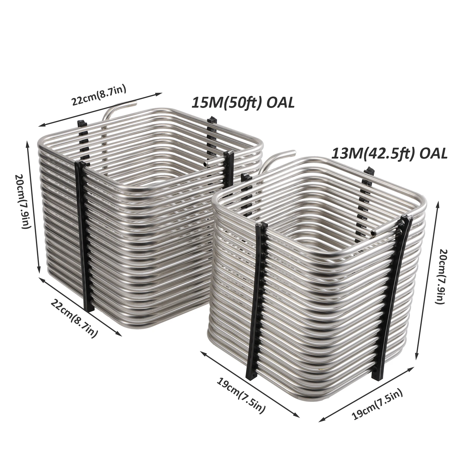 Stainless Steel Square Jockey Box Coil 90ft(28meter) 2-way 5/16