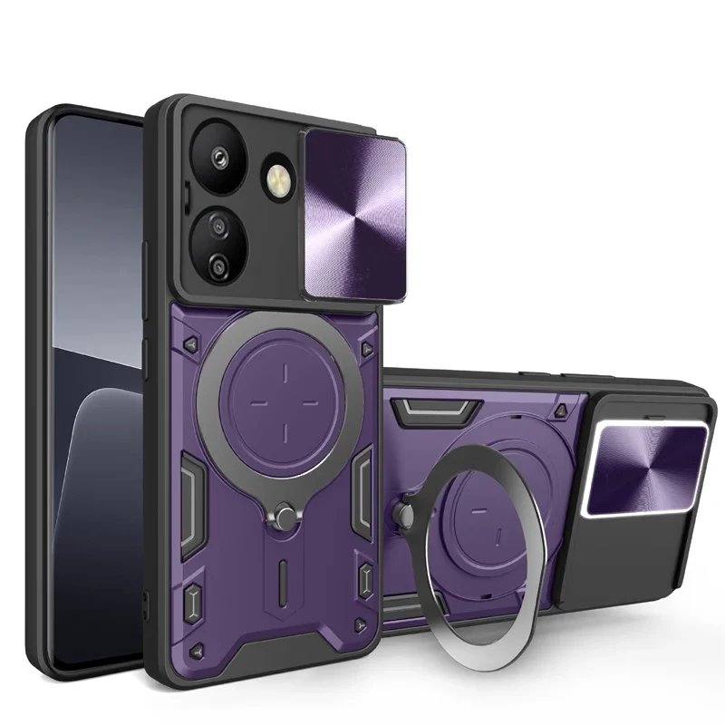 Capa para xiaomi mi poco c75 c71 c55 c61 c65 suporte magnético girado anel kickstand camada pesada à prova de choque capa de telefone