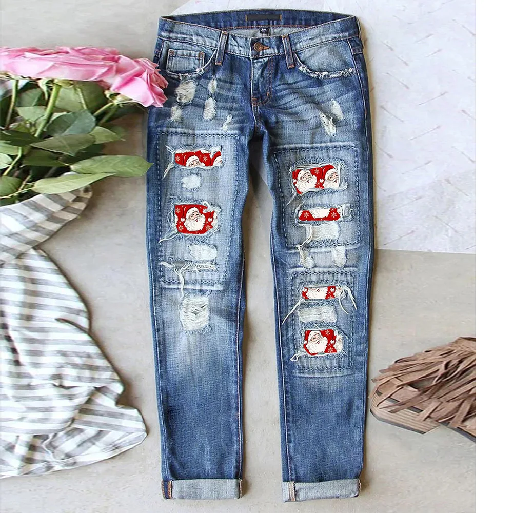 Patchwork Baggy Vrouw Jeans Moeder Broek Blue Vintage Hoge Taille Vriendje Meisjes Rechte Broek Streetwear Y2K 90S Vrouwelijke Broek