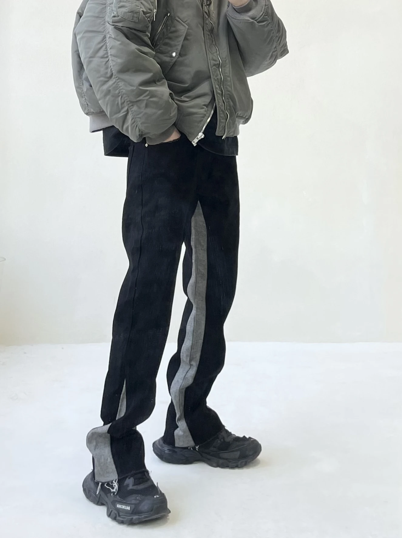 

Новинка 2023, джинсы в стиле ретро в американском стиле, джинсы с вырезами в стиле пэчворк, длинные брюки-колокольчик, повседневная хлопковая джинсовая ткань