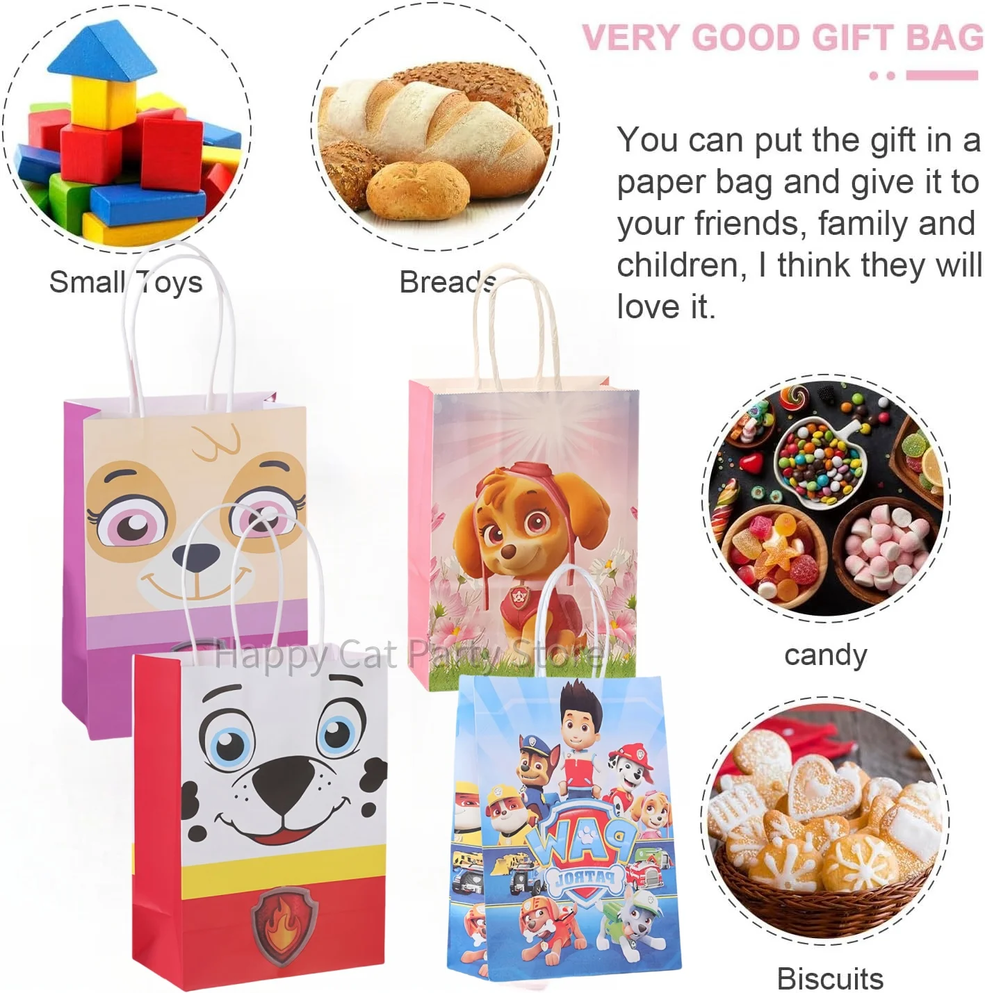 PAW Patrol Paper Gift Bags Birthday Decor dog skye candy Bag Patrol paw Biscuit Package PAW Patrol Favors Party Supplies