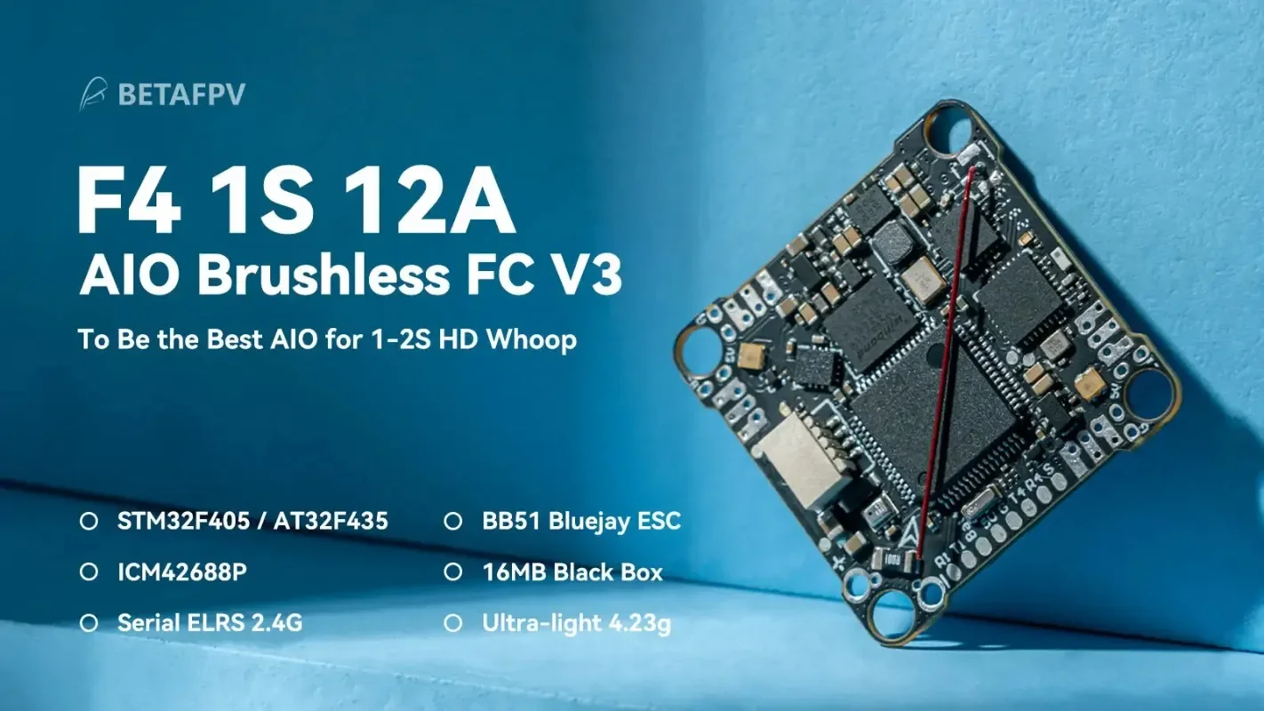 

BETAFPV F4 1S 12A AIO бесщеточный контроллер полета V3 ELRS 2,4G приемник STM32F405/AT32F435 для RC FPV Bwhoop зубочистка Дрон