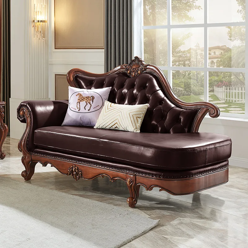 

Leather concubine Solid wood Taifei chair Leather art sofa Beauty couch Bedroom concubine couch Customized wholesale Comfortable