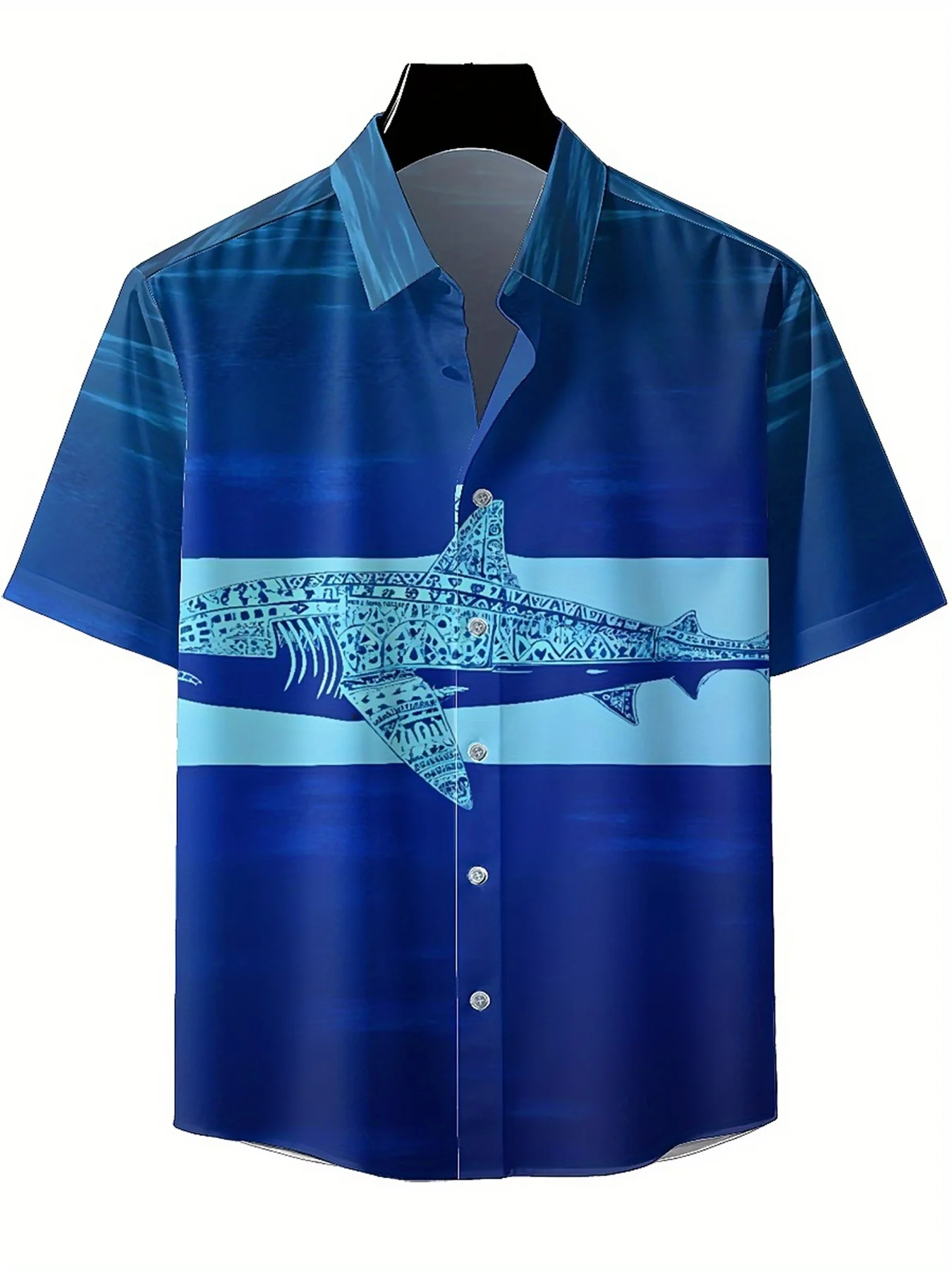 Męskie koszule hawajskie w dużych rozmiarach z wzorem tatuażu rekina, letnie codzienne topy, odpowiednie na imprezy i na zewnątrz, streetwear