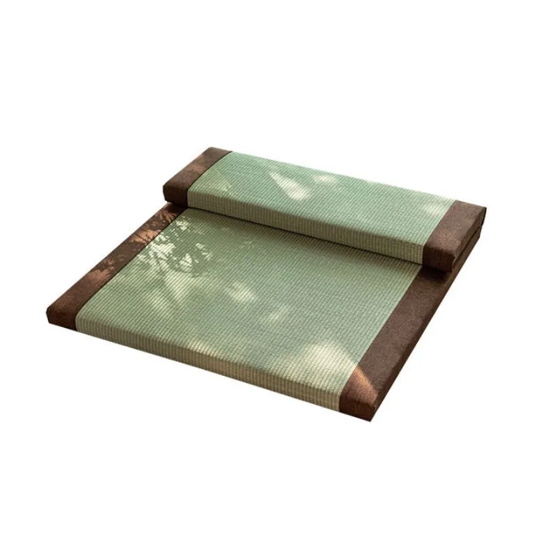 لوحة مزدوجة للتأمل حصيرة التأمل حصيرة القش طوي جوز الهند الطبيعي النخيل المنزلية يجلس القماش ، نسيج القش الطبيعي